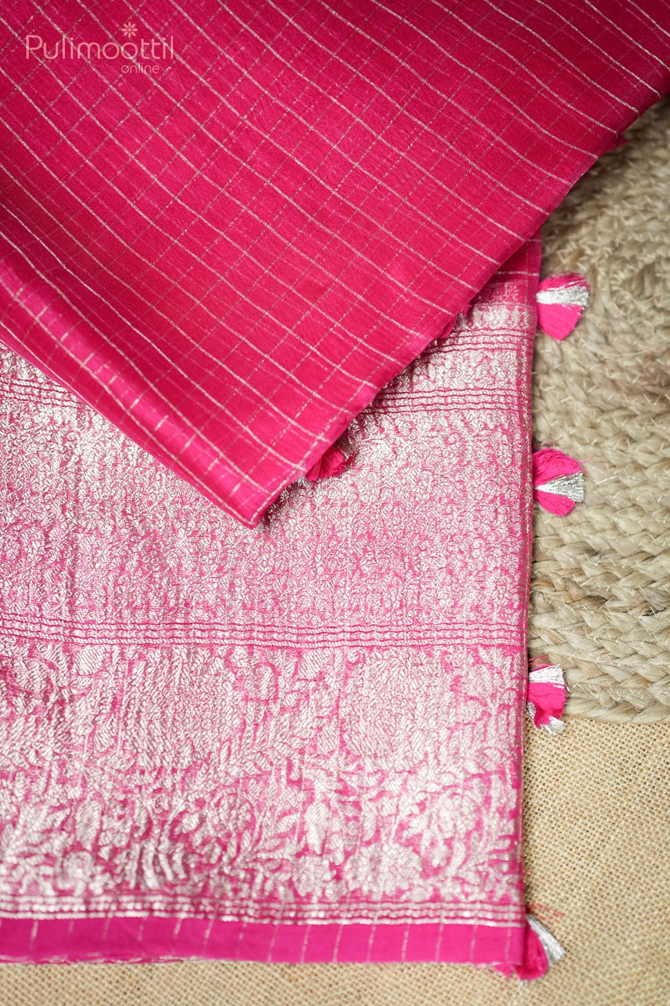 Pink Colour Organza Fancy Saree