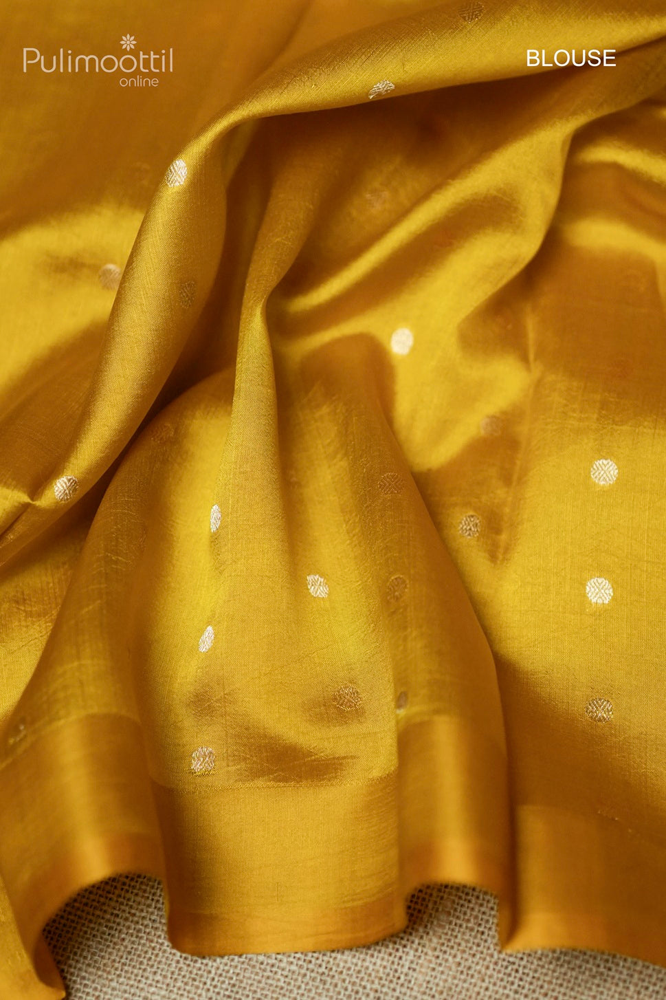 Mustard yellow color mango silk and organza mixed saree