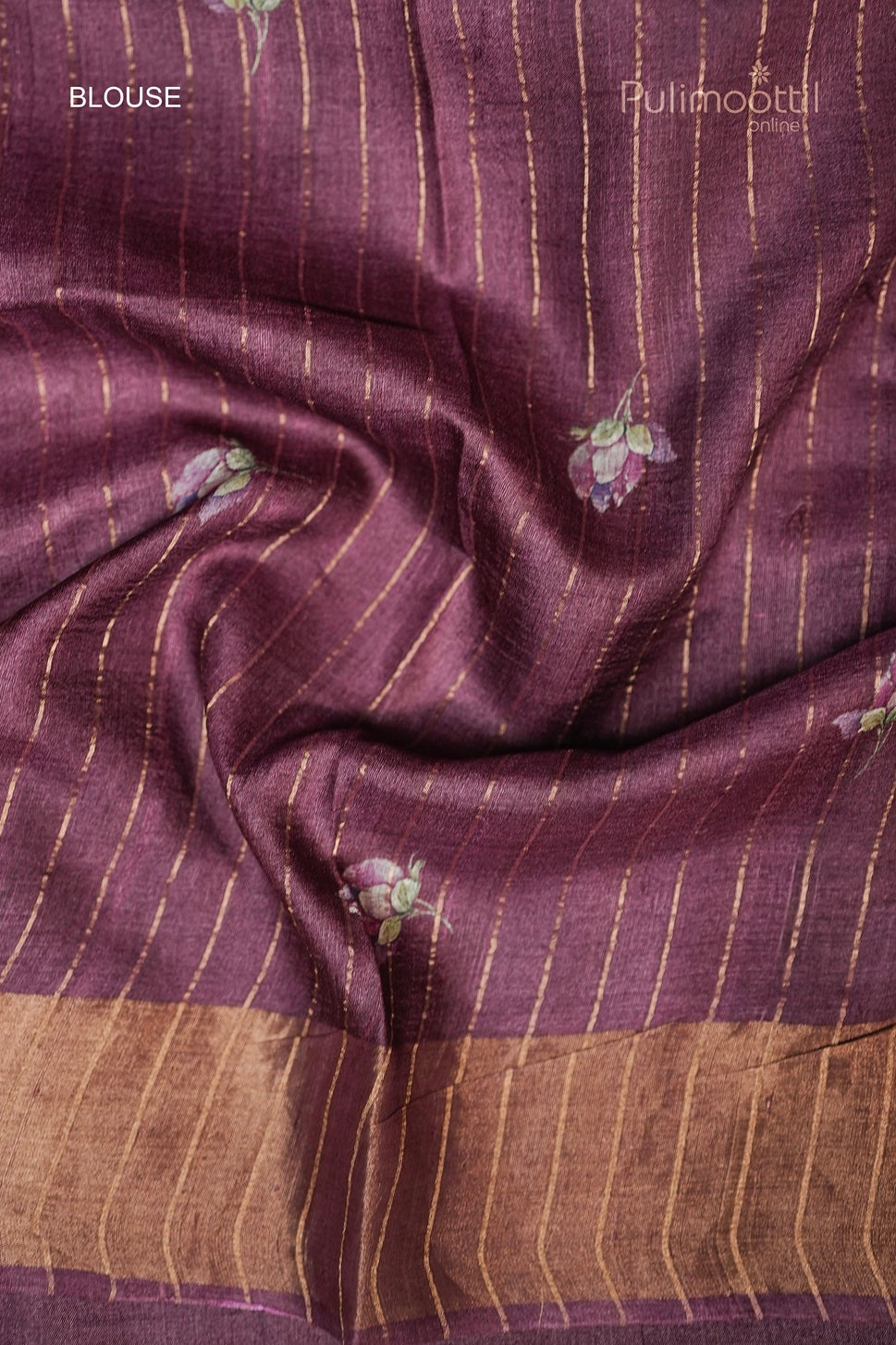 Dark Purple Shaded Floral Tussar Silk Saree
