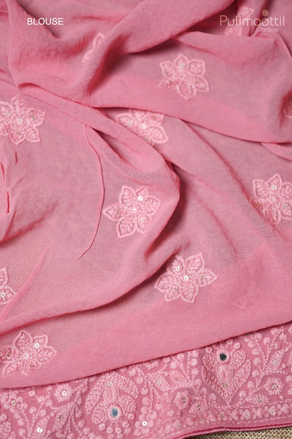 Peach Pink Colour Georgette Fancy Saree
