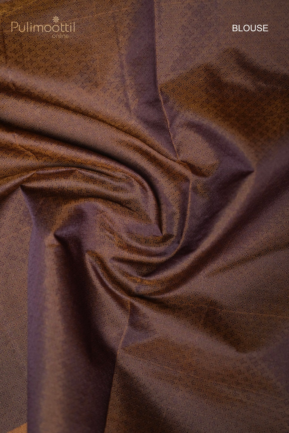 Plain purple blouse with self print border for Kanchipuram saree