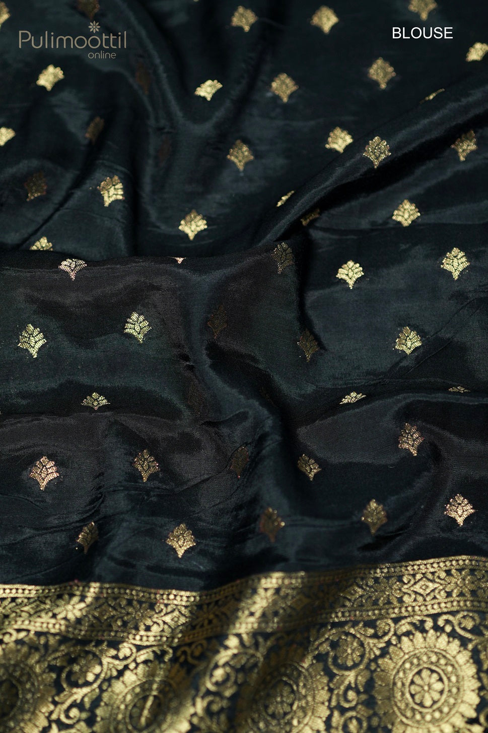 Black-colored Banarasi silk saree
