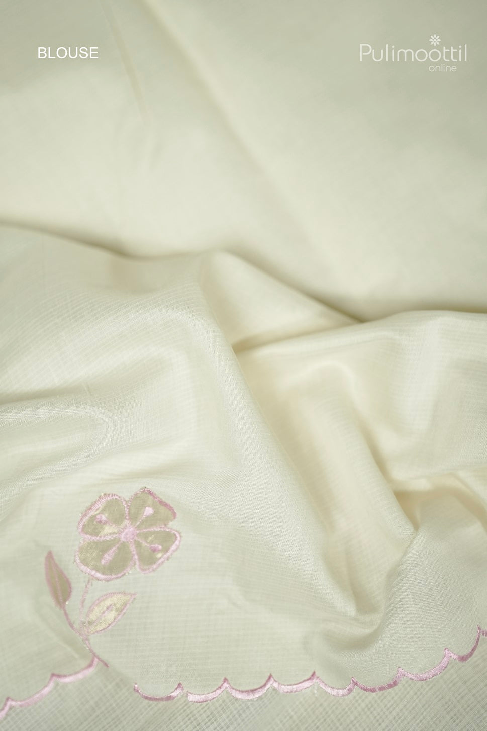 Cream Colour Floral Appliqué Work Net Cotta Fancy Saree