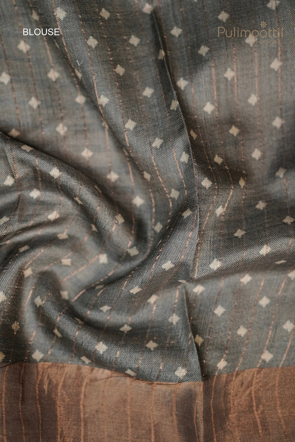 Dark Cream Colour Tussar Silk Saree