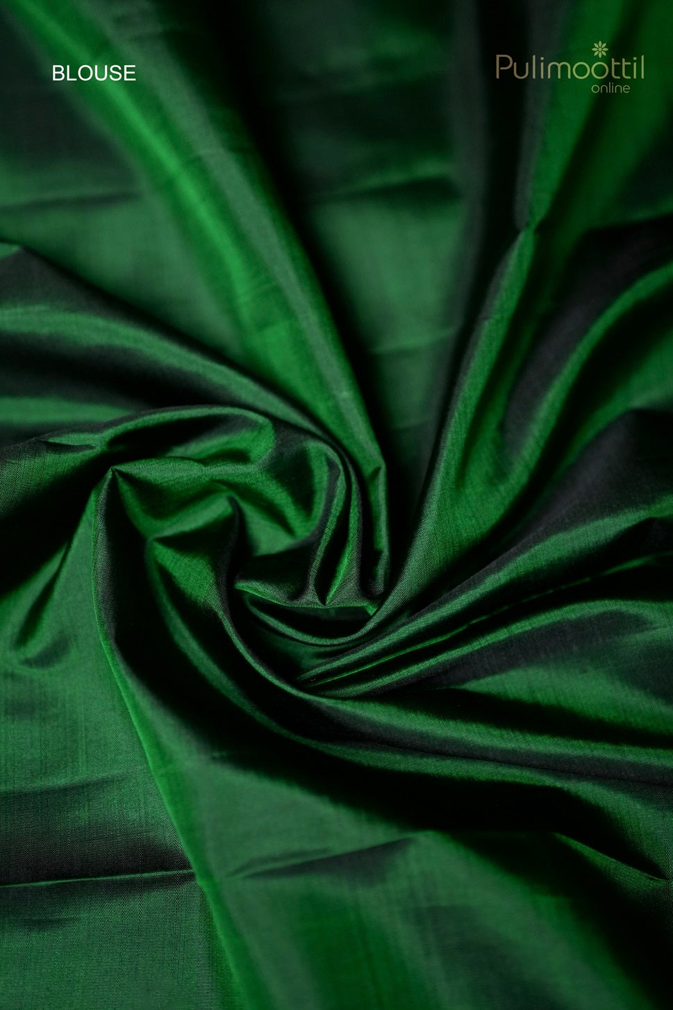 Bottle green-colored Kanchipuram soft silk saree