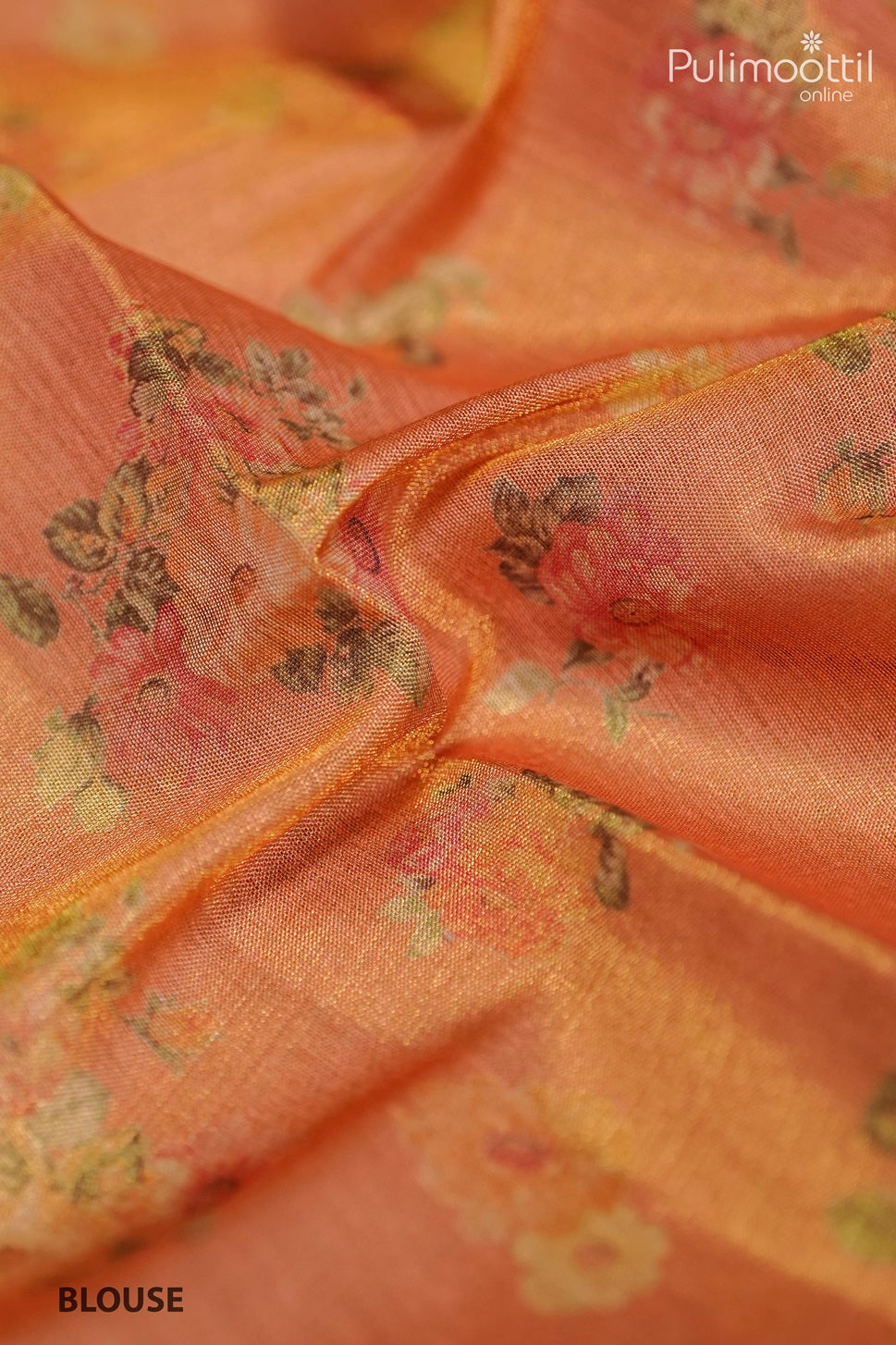 Kerala Digital Floral Print Golden Tissue Onam Saree.