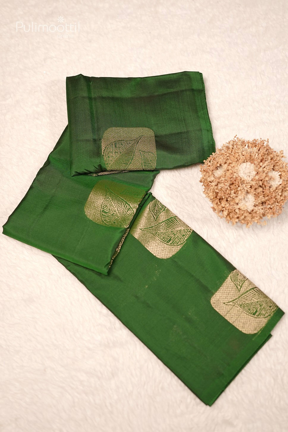 Bottle Green Colour Semi Kanchipuram