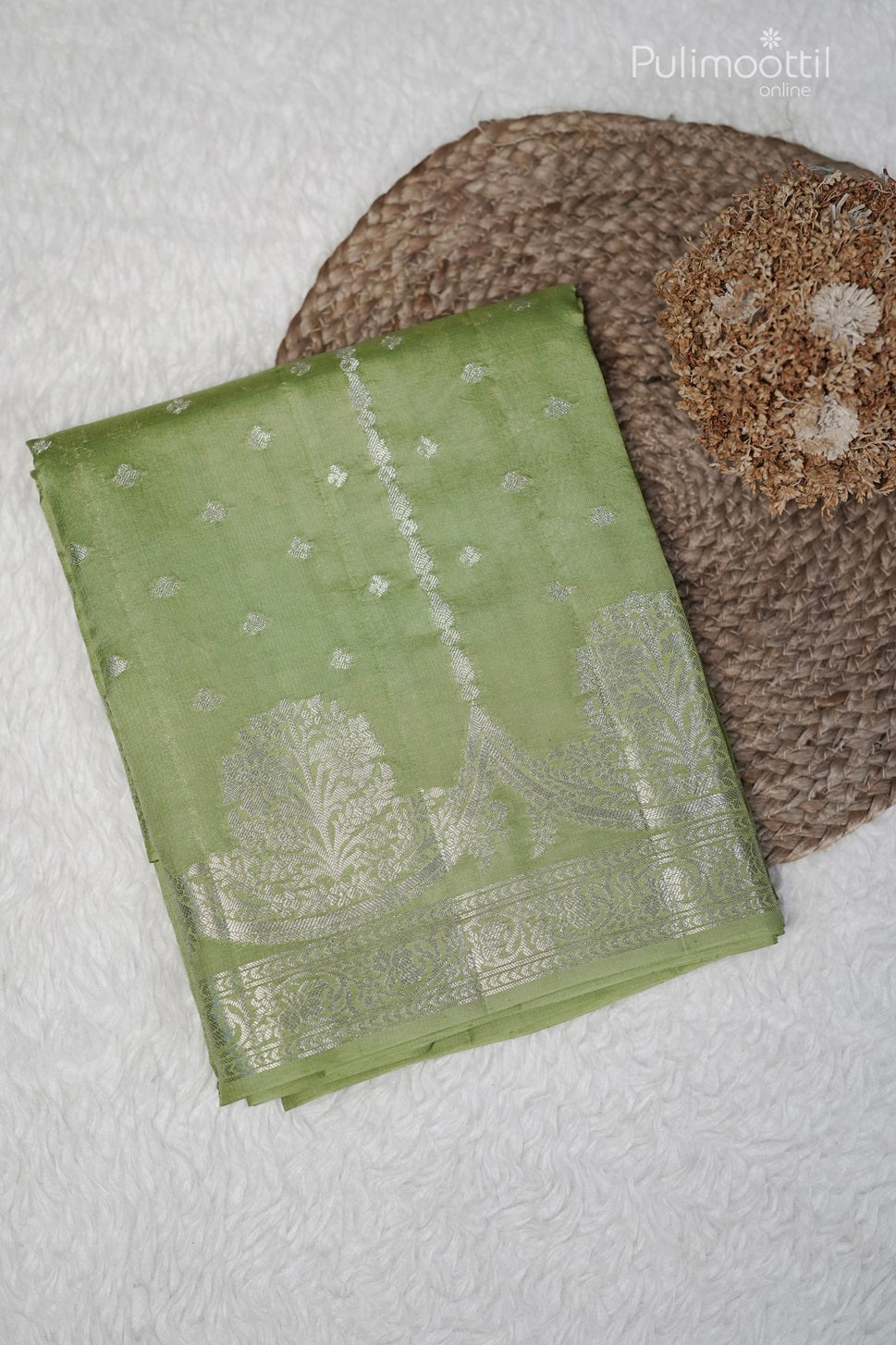 Pistachio green Chiniya Silk Saree