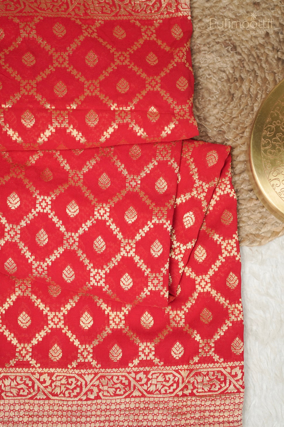 Chilly Red Colour Banarasi Silk Saree.