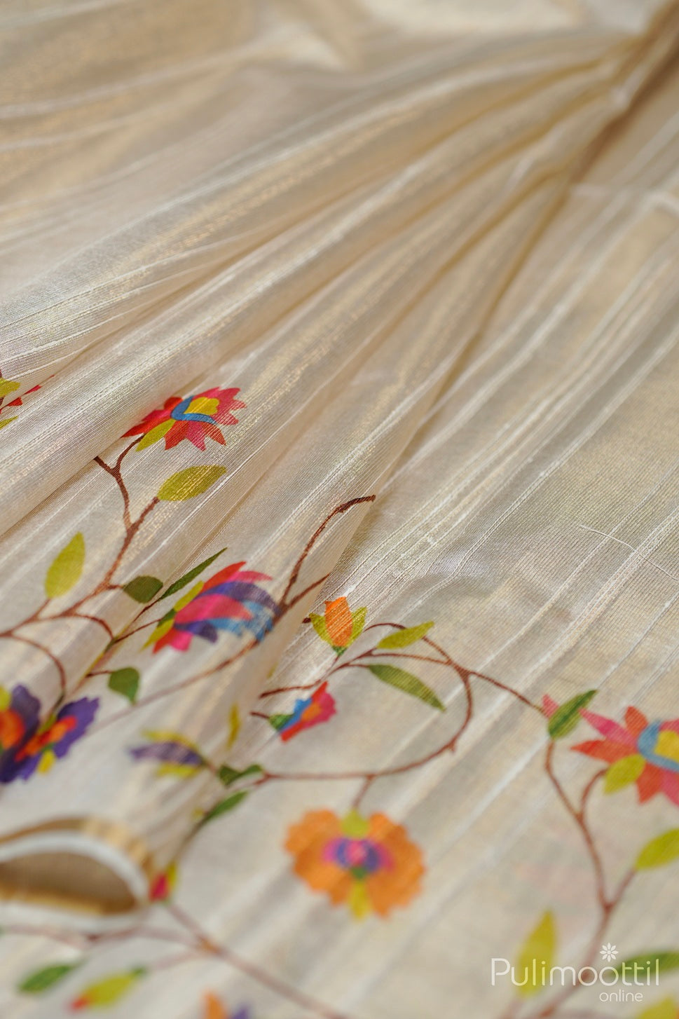 Golden Jute Silk Fancy Saree.