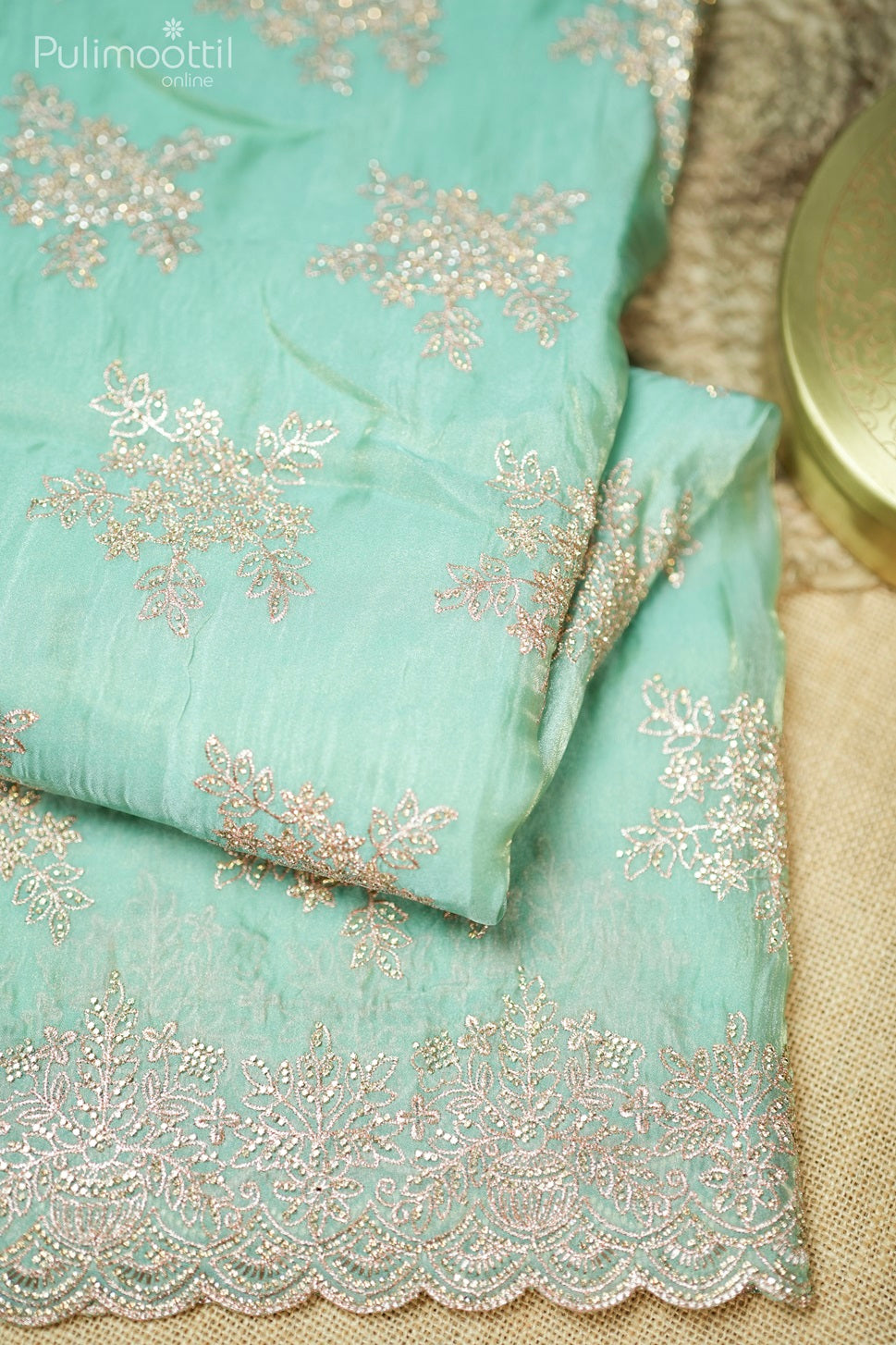 Light Aqua Green Colour Fancy Saree