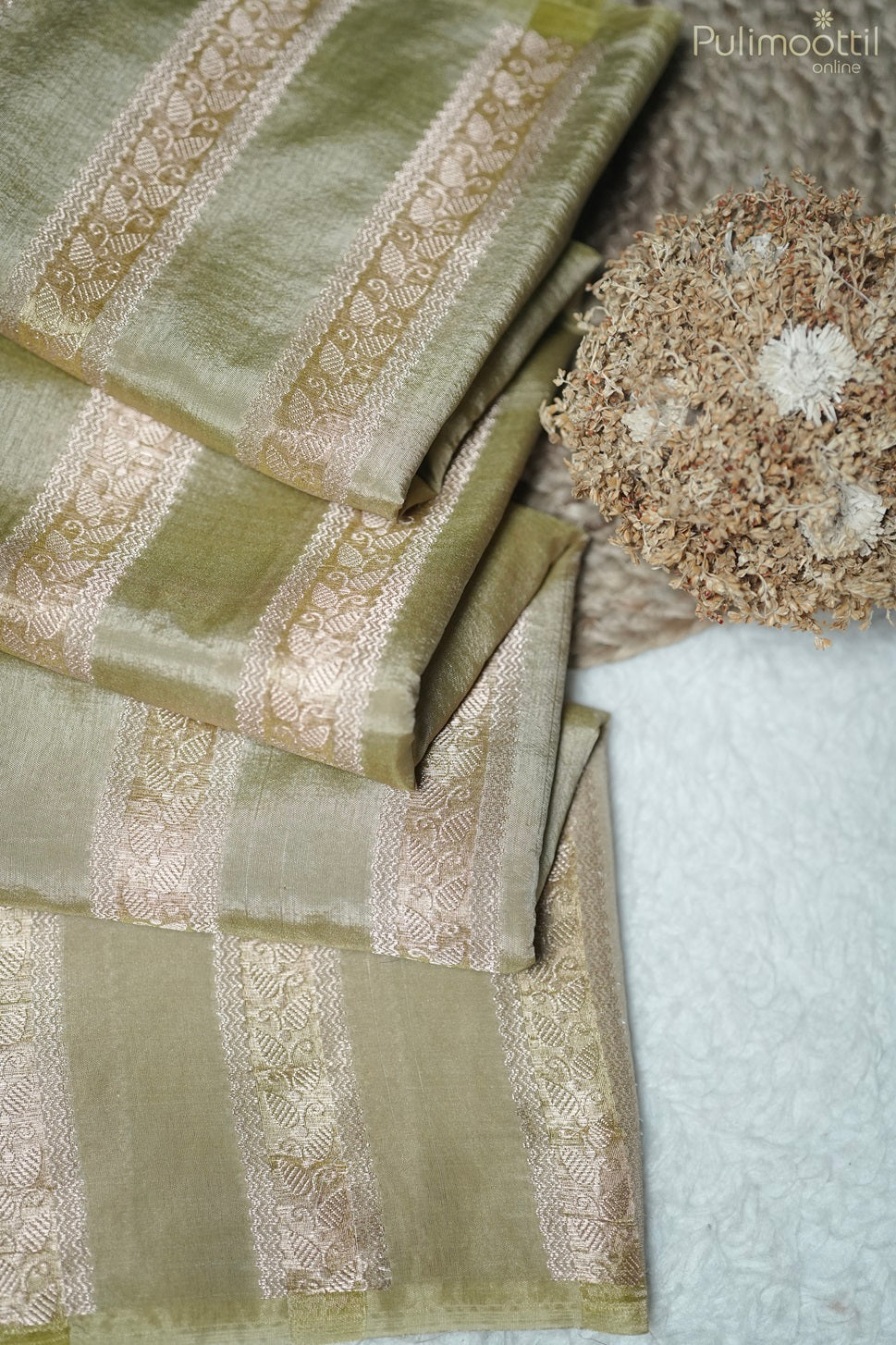 Pastel Chikoo Shaded Chiniya Silk Saree