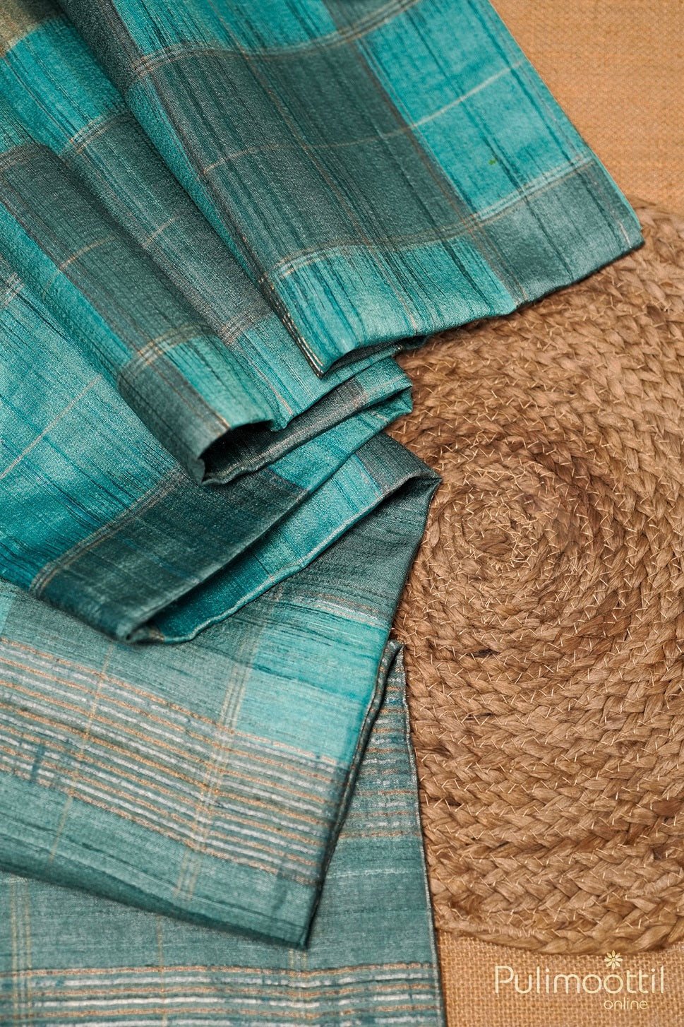 Pastel Blue Colour Tussar Silk Saree.