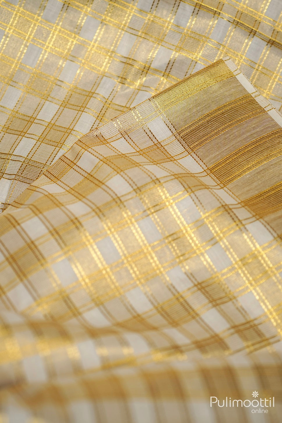 Cream Colour Golden Tissue Set Saree.