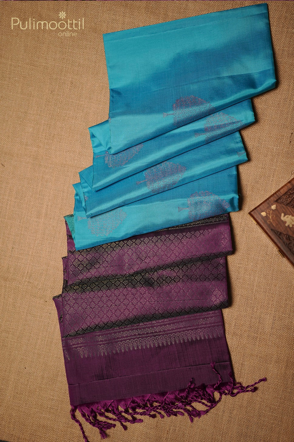Peacock Color Kanchipuram Soft Silk Saree