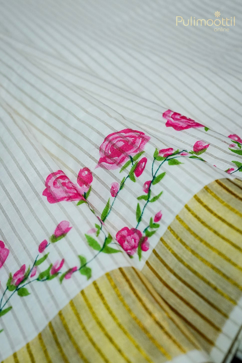 Cream Colour Kerala Cotton Set Saree.