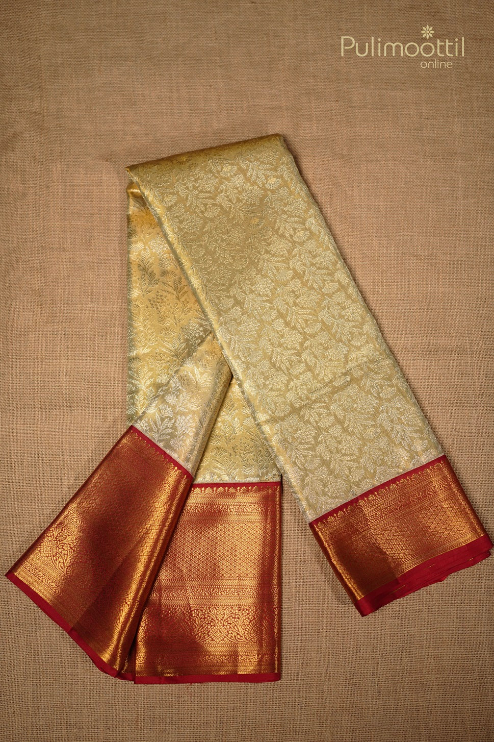 Tea Green Colour Kanchipuram Brocade Wedding Saree