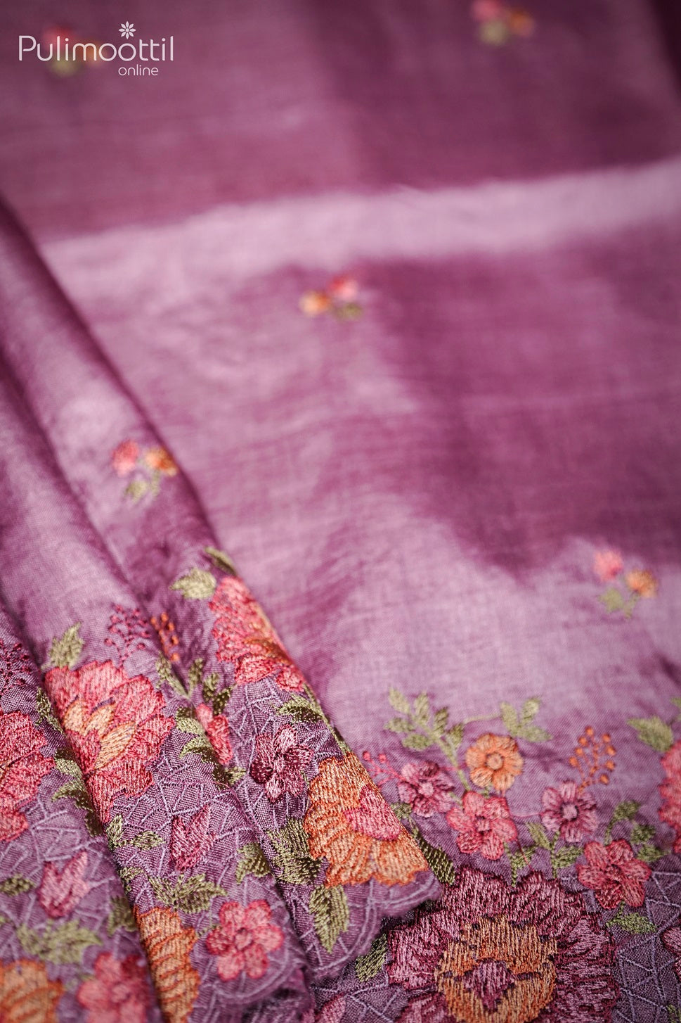 Onion Shade Tussar Silk Saree.