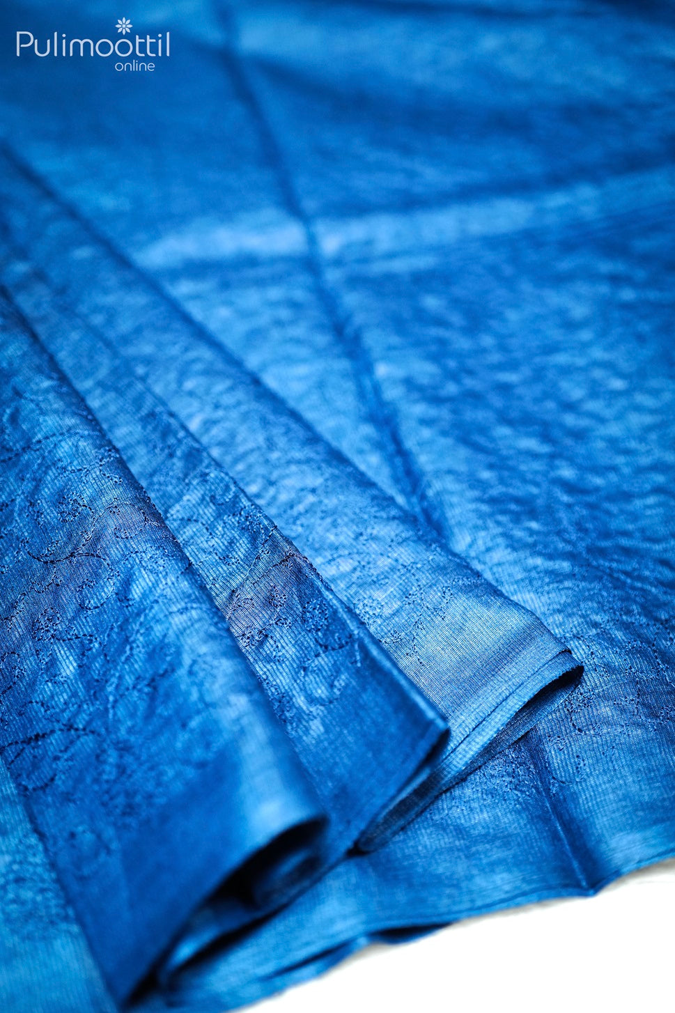Dark Blue Tusser Silk Saree.