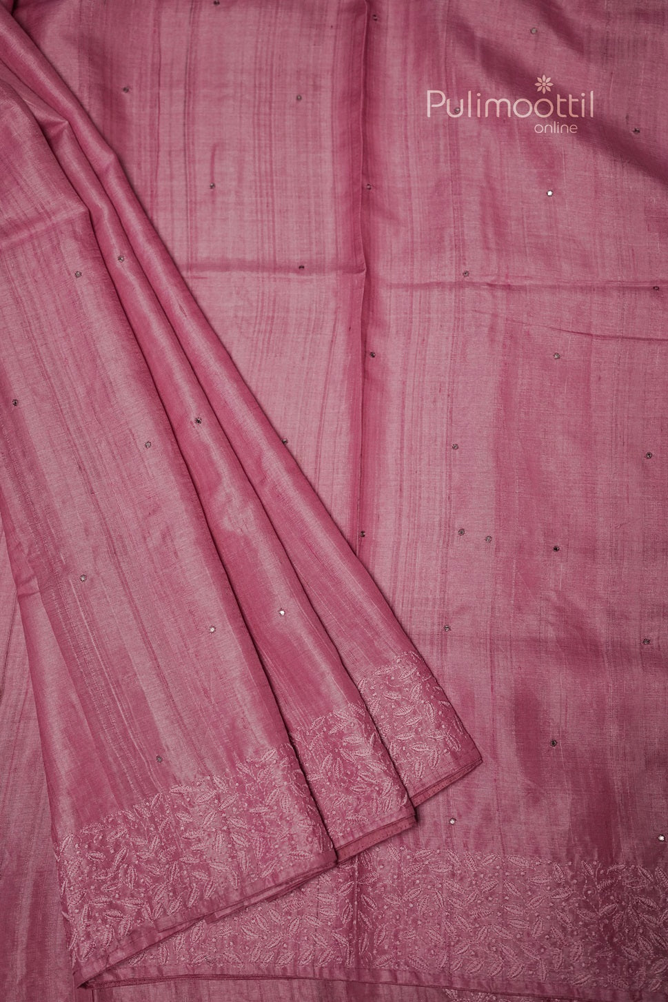 Pastel Pink Colour Tussar Silk Saree