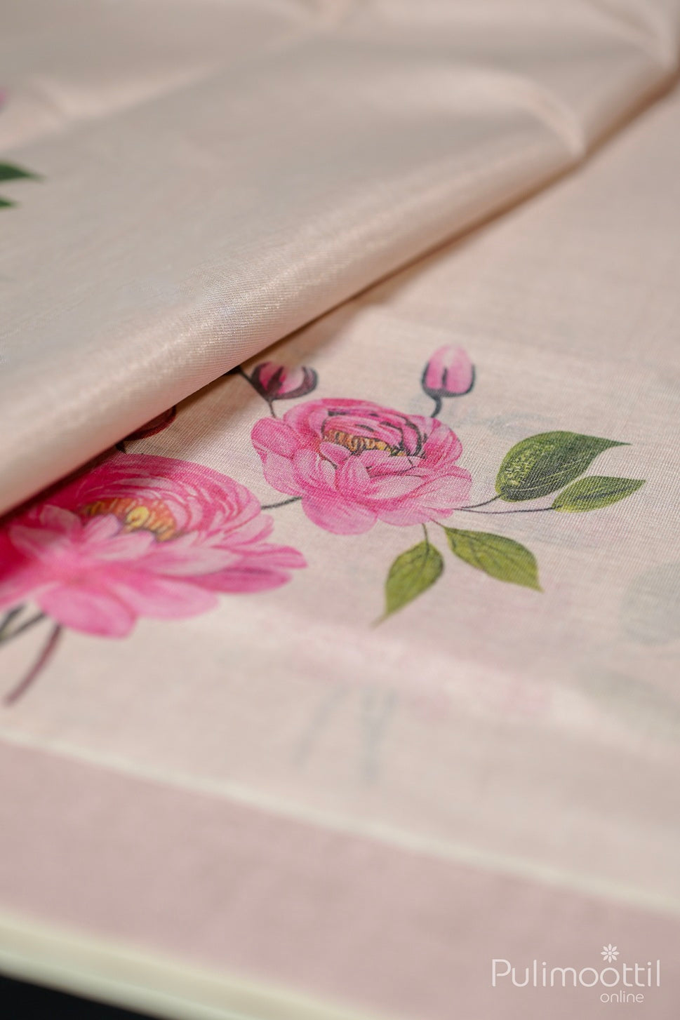 Kerala Rose Gold Tissue Digital Print Set Saree.