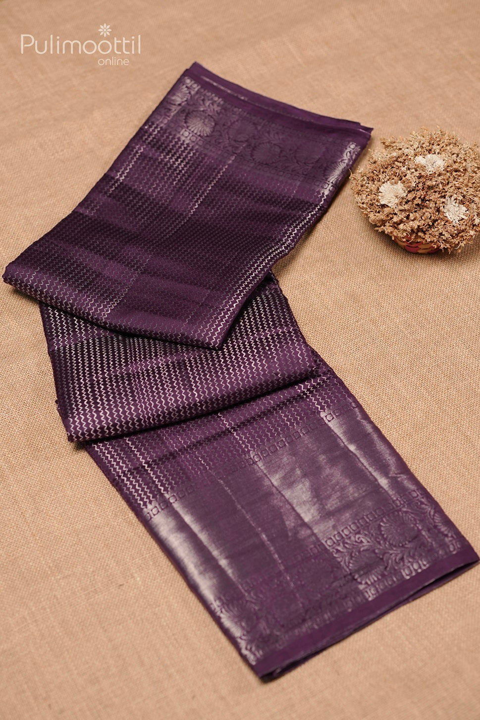 Dark Violet Colour Chiniya Silk Saree