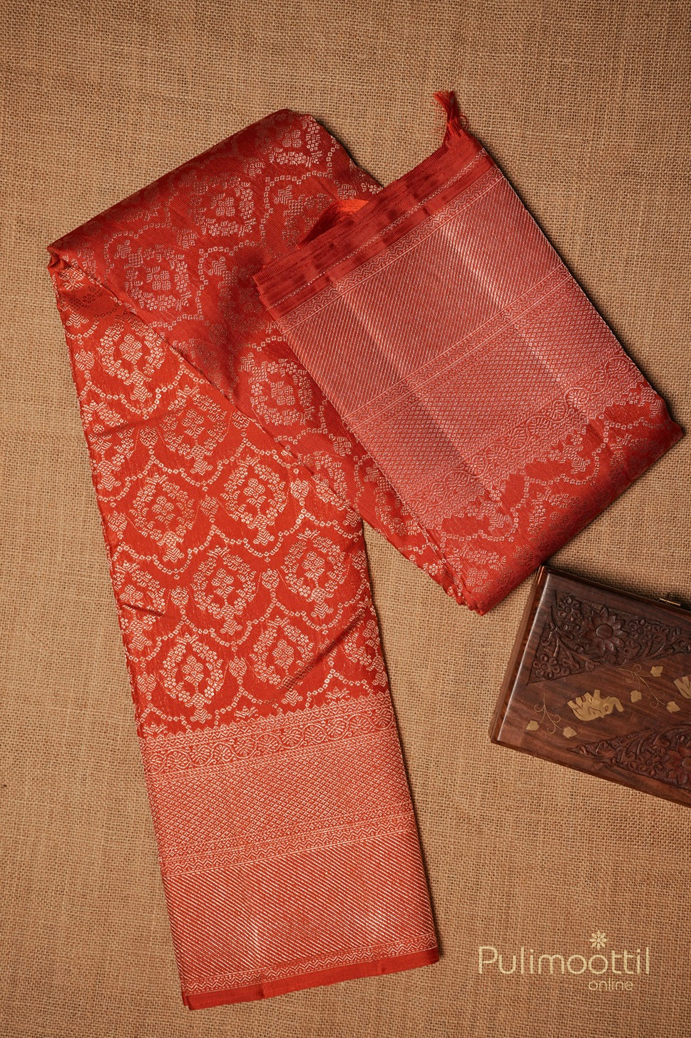 Orange Color Kanchipuram Brocade Wedding Saree