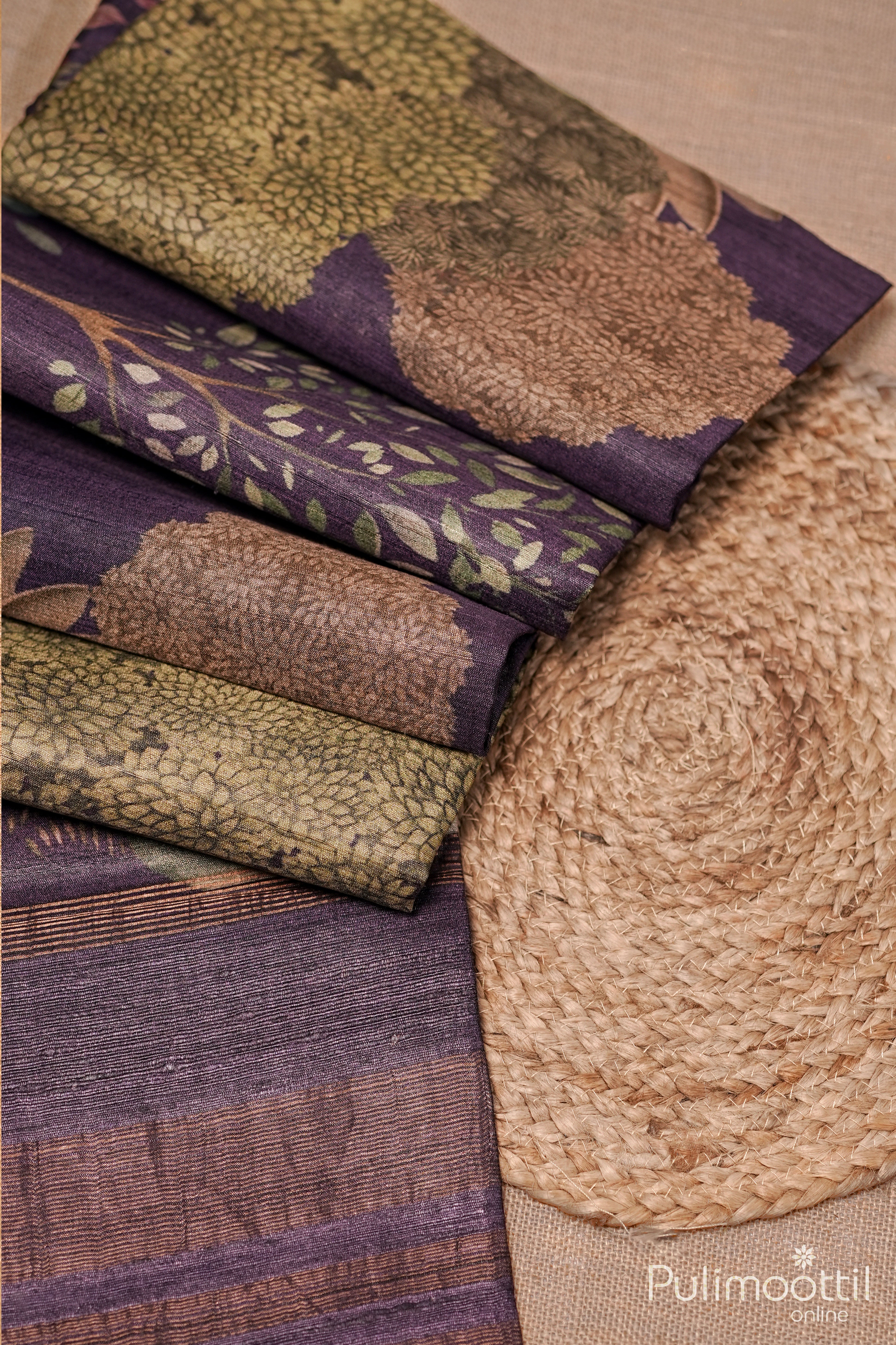 Violet Colour Tussar Silk Saree.