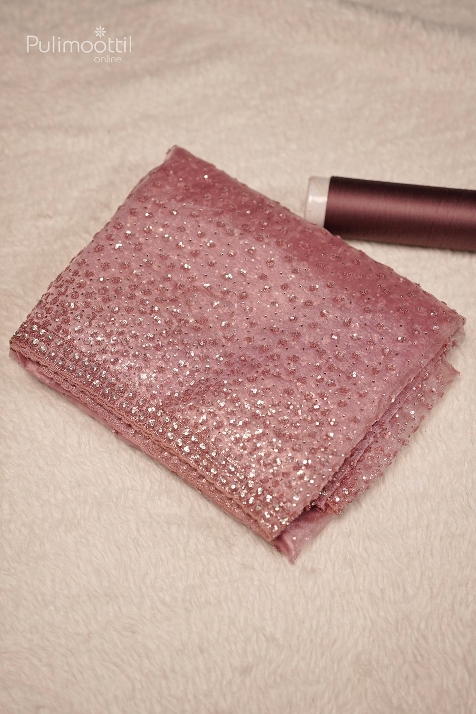 Pastel Onion Colour Organza Fancy Saree