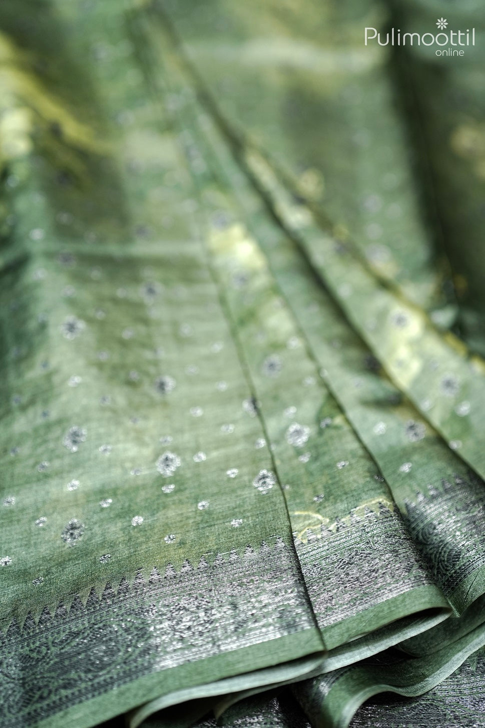 Pastel Green Tusser Silk Saree.