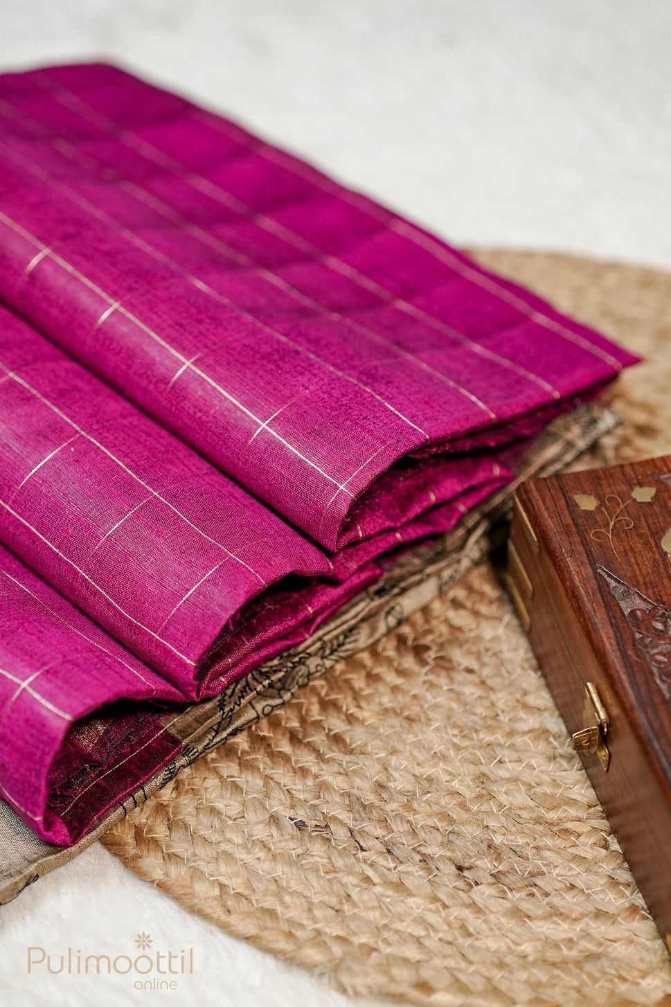 Dark Pink  Colour Jute Silk Saree.
