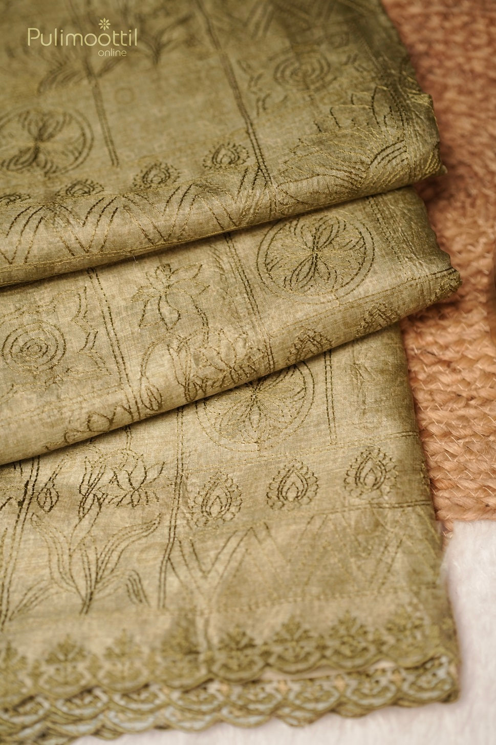 Pastel Pistah Green Colour Tussar Silk Saree