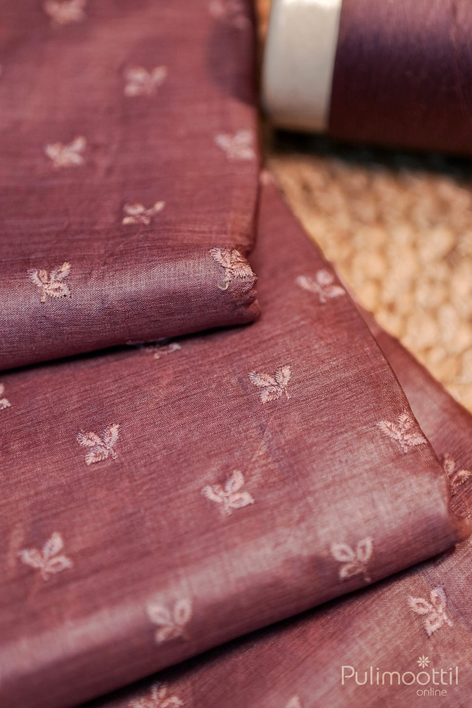 Chickoo Colour Tussar Silk Saree.