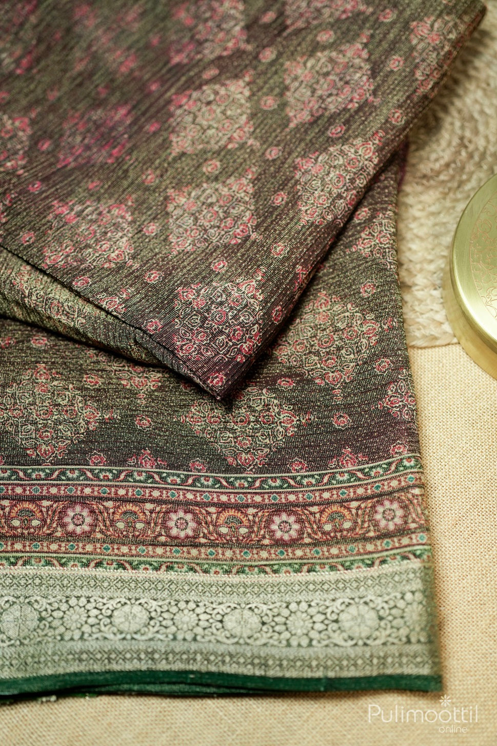 Dark Maroon Colour Crushed Georgette Banarasi Saree