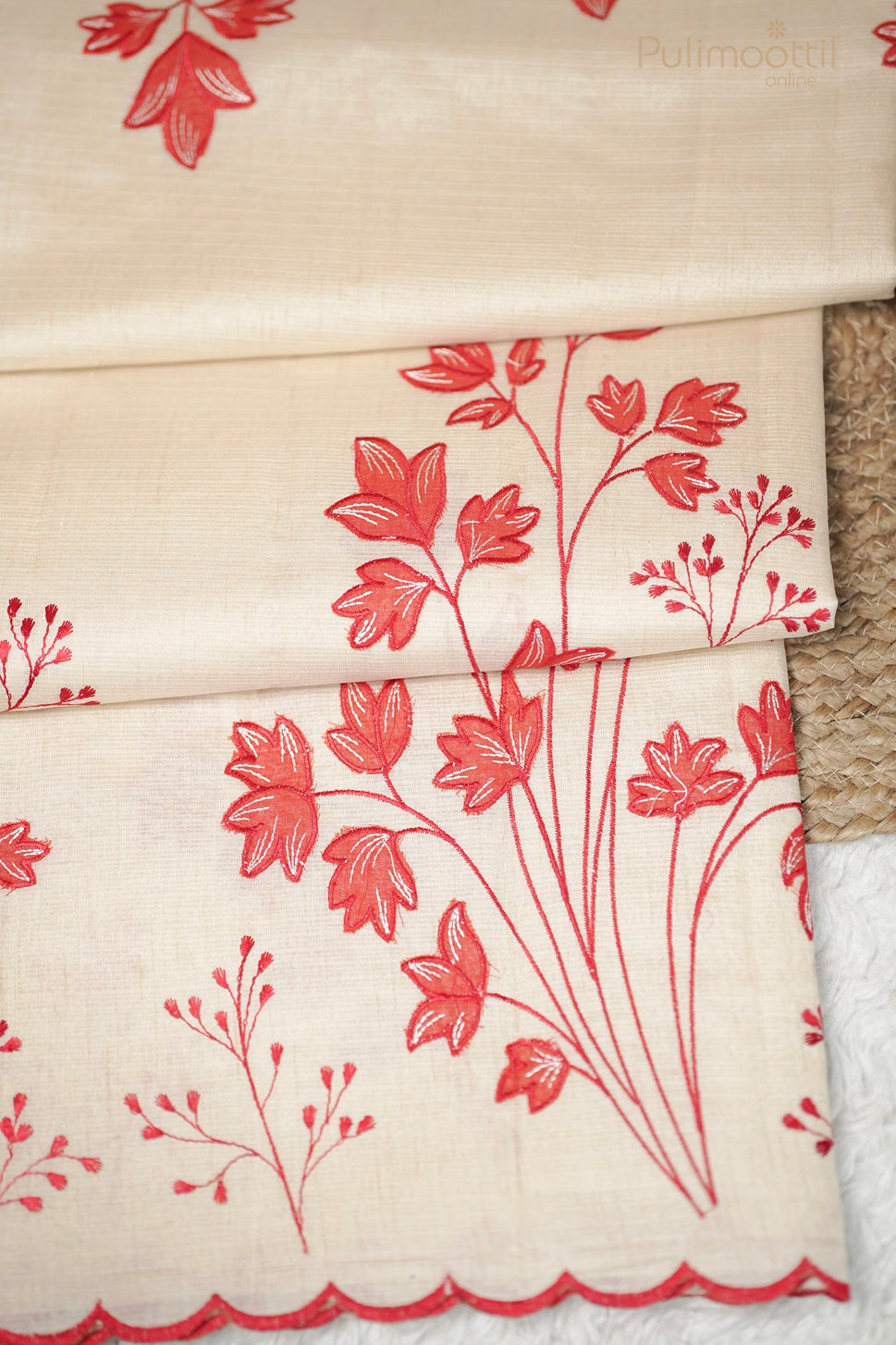 Off White Colour Applique Work Fancy Saree