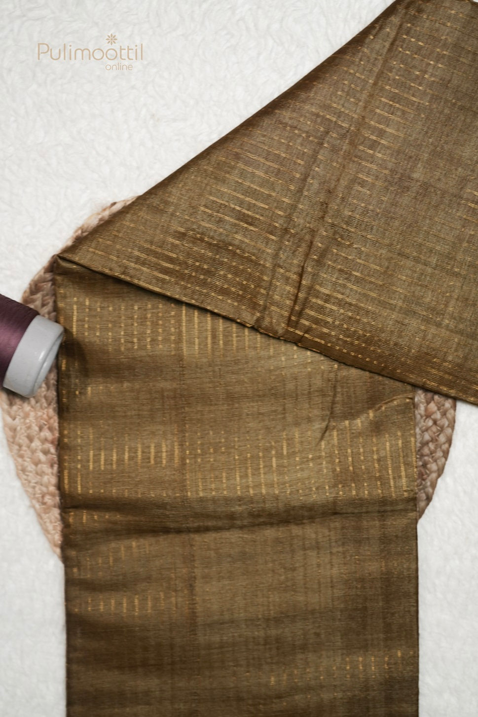 Olive Green Colour Tussar Silk Saree