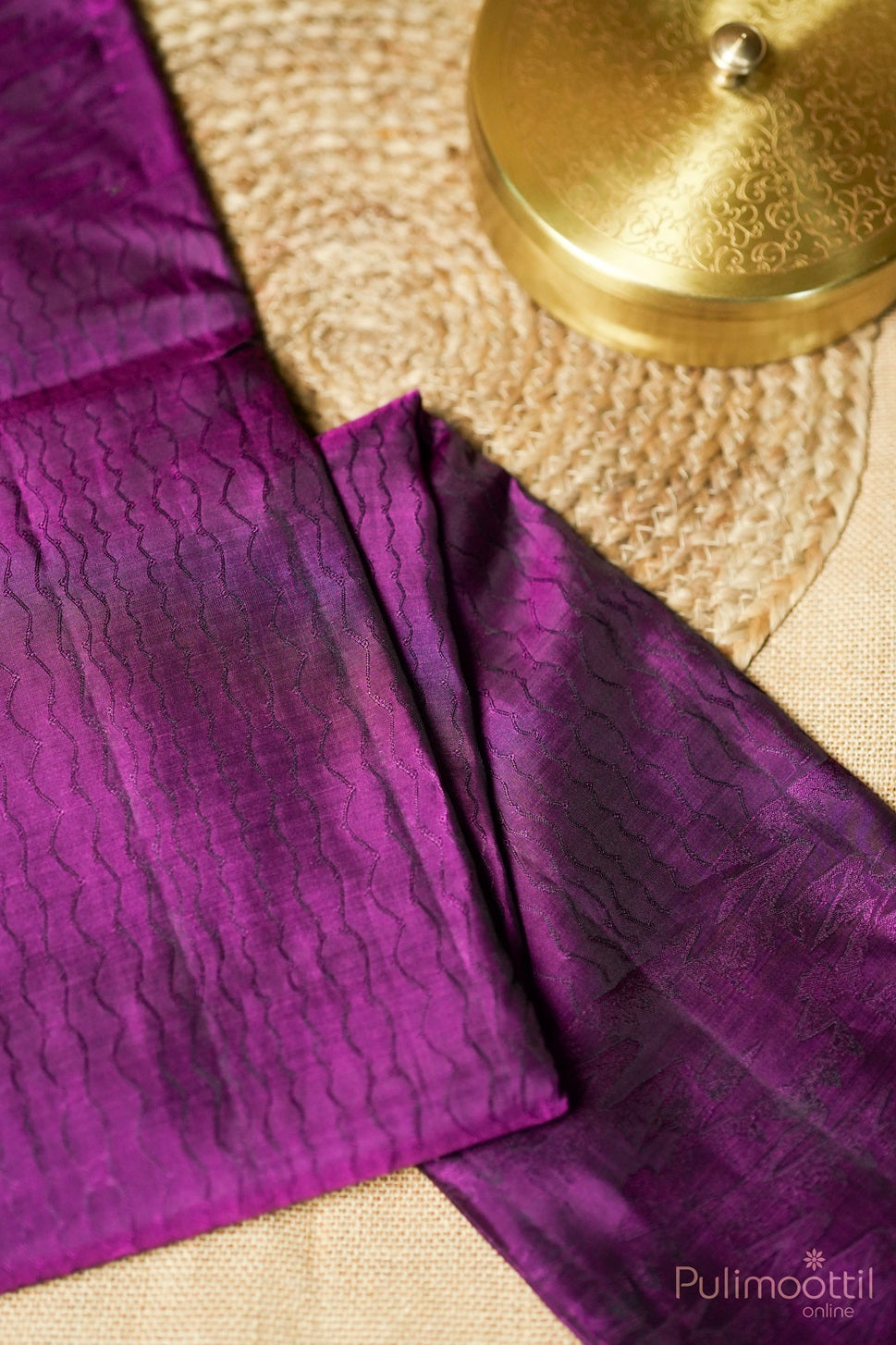 Deep violet-colored Kanchipuram soft silk saree