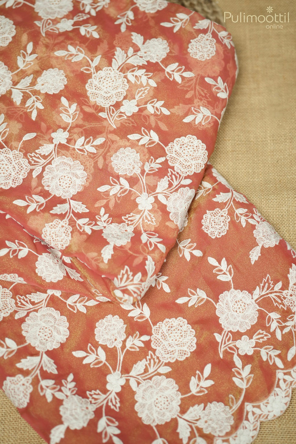 Rust Colour Shimmer Georgette Fancy Saree