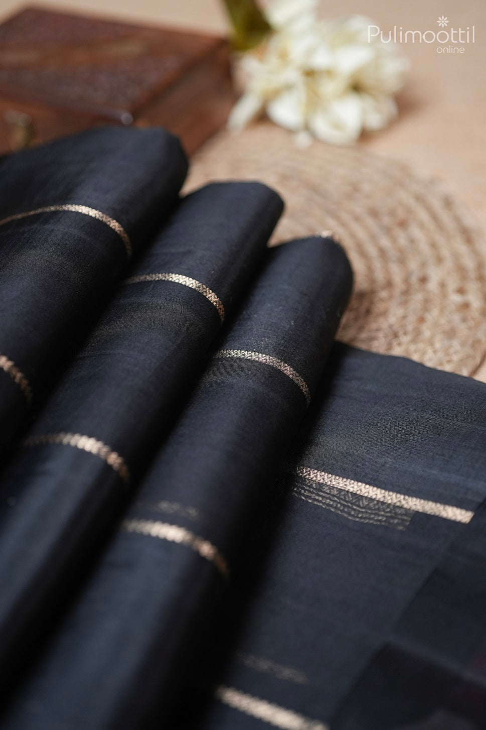 Black Colour Organza And Puna Silk Mixed Saree