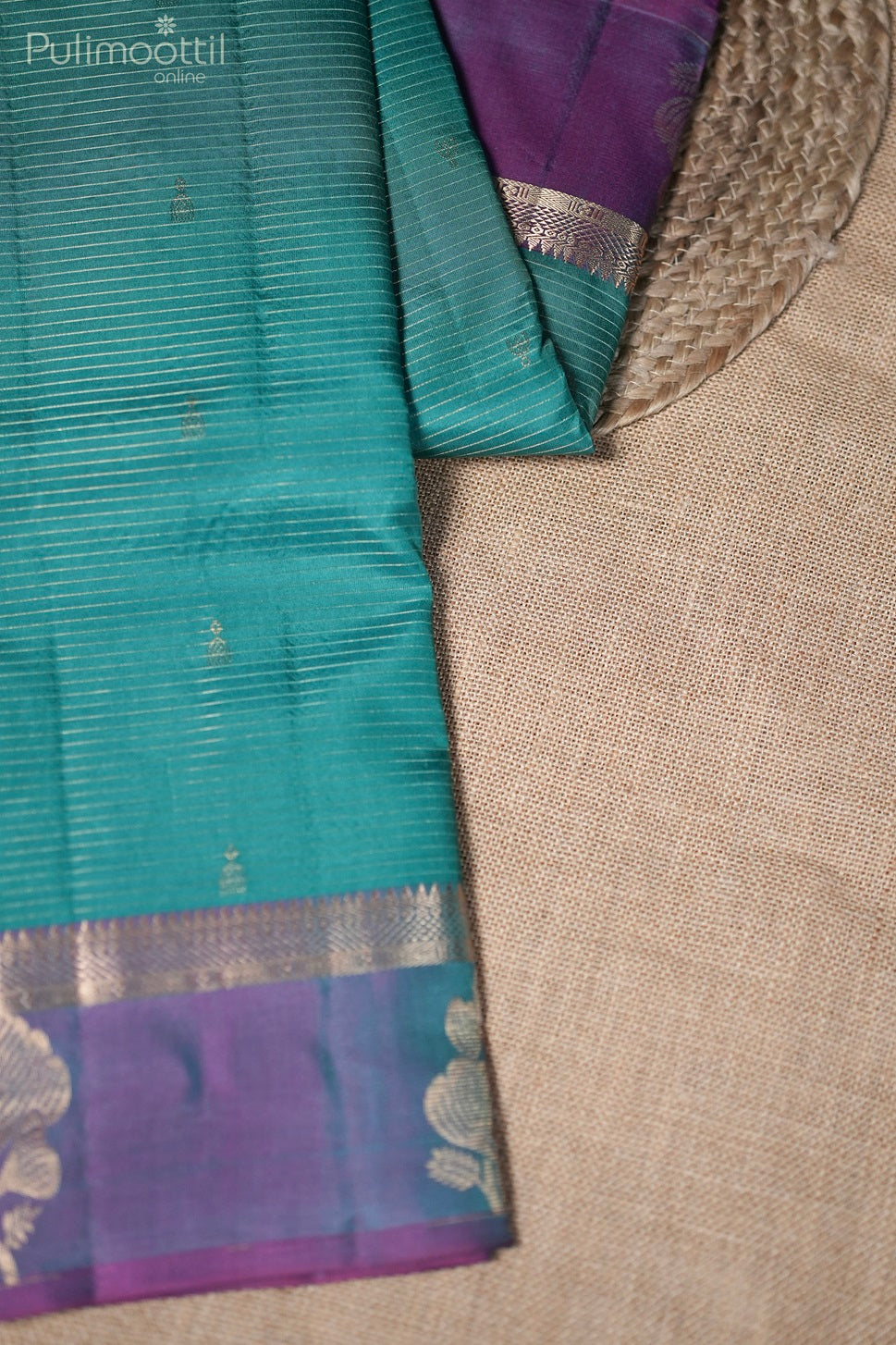 Peacock green-colored Kanchipuram soft silk saree