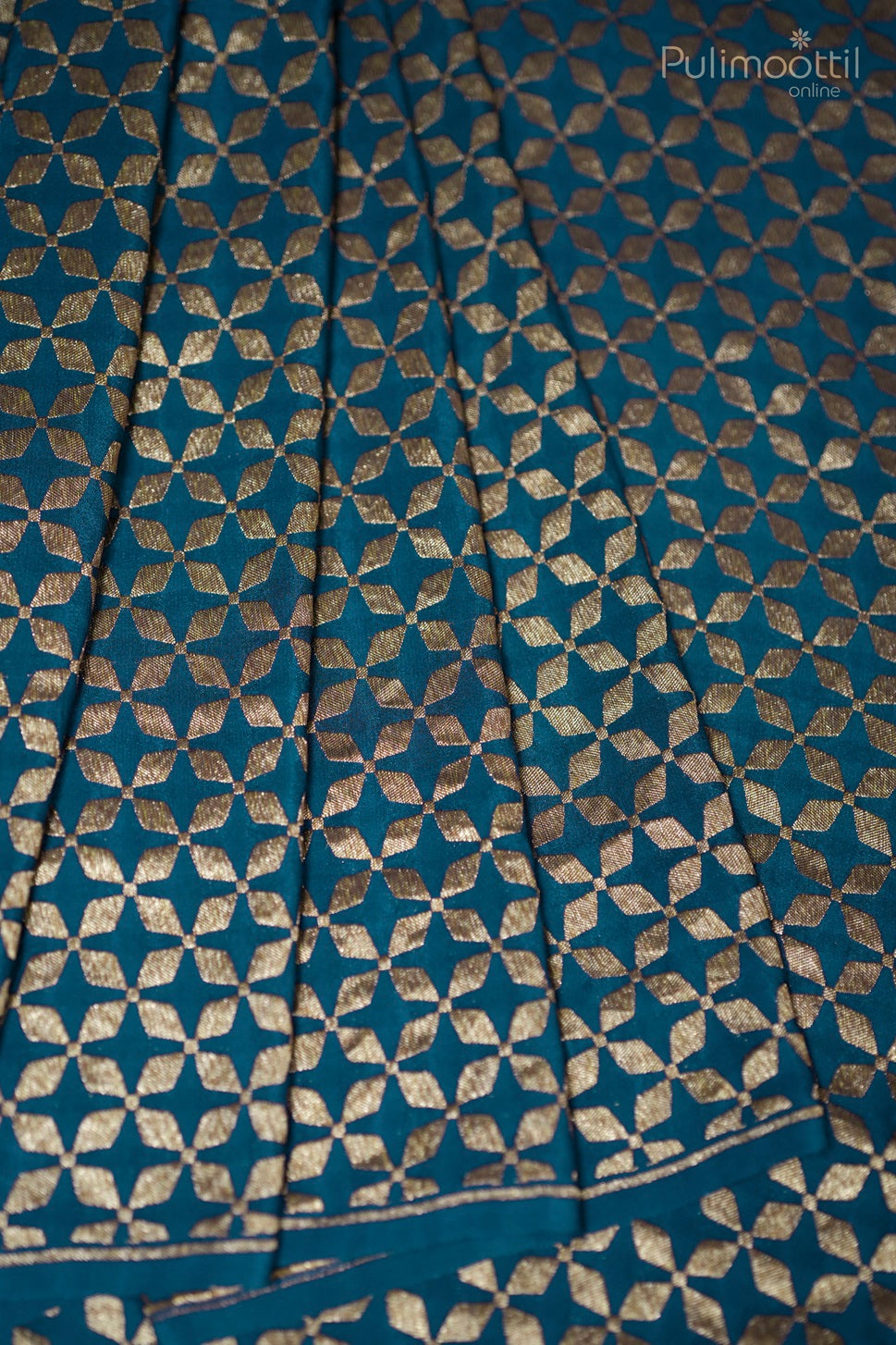 Peacock Blue Colour Georgette Banarasi Saree.