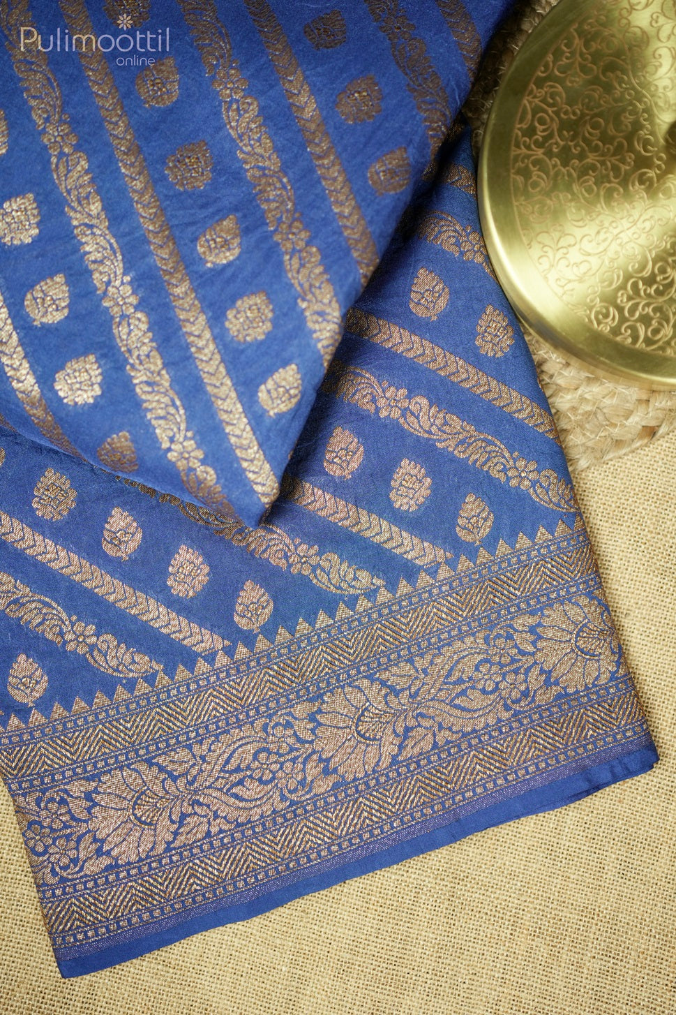 German Blue Colour Kattan Silk Saree