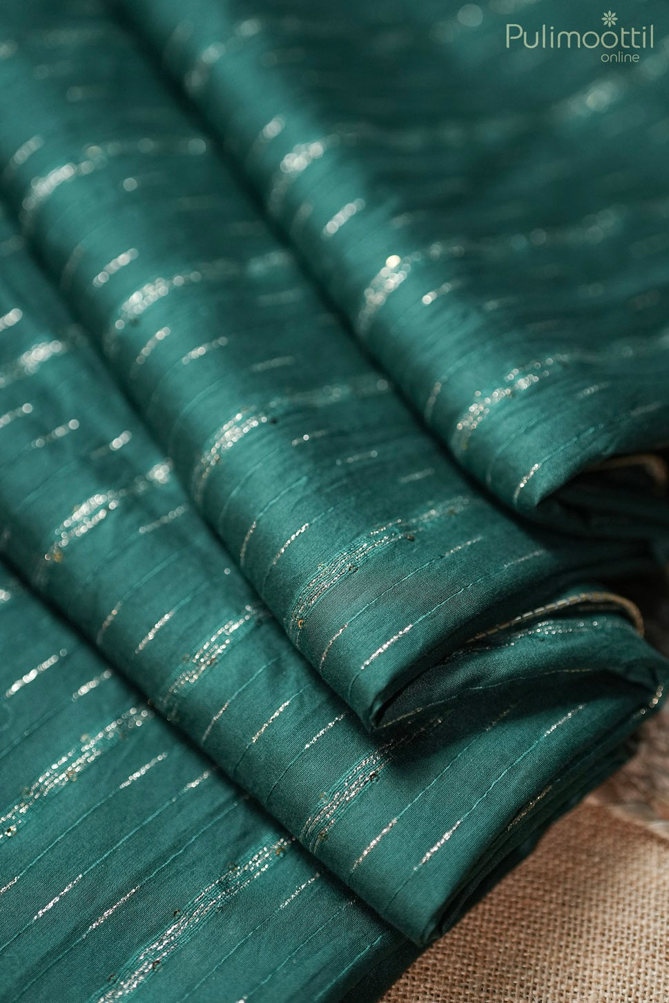 Green Colour Semi Chanderi Fancy Saree