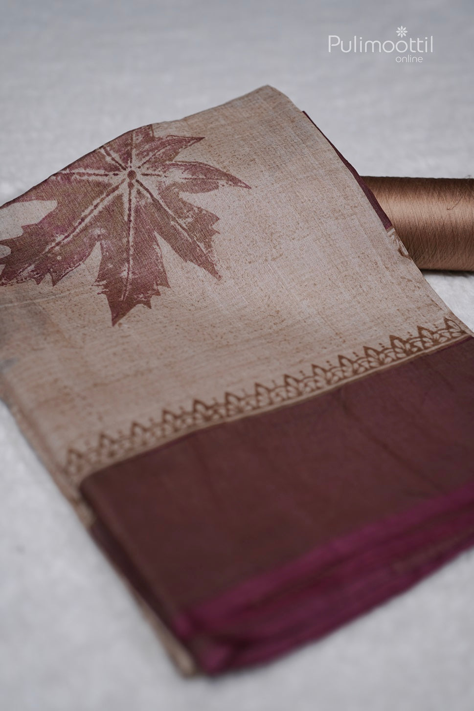 Pastel Chikoo Colour Tussar Silk Saree