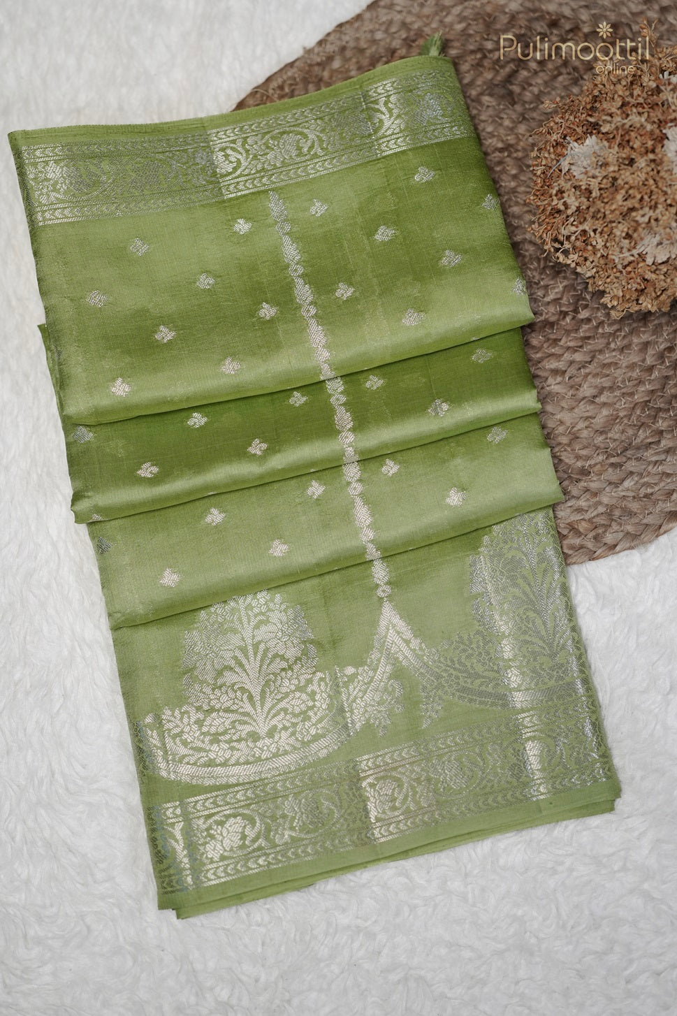 Pistachio green Chiniya Silk Saree