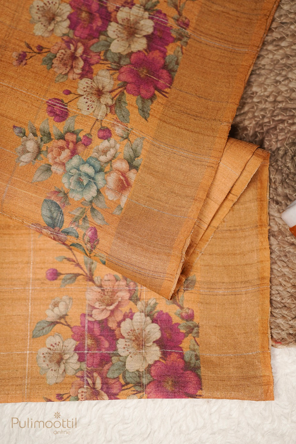 Dark Yellow Colour Jute Silk Saree