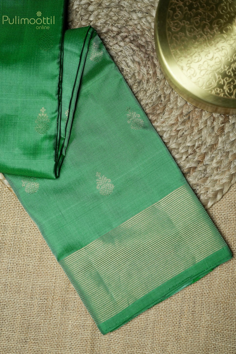 Medium Sea Green Kanchipuram Soft Silk Saree