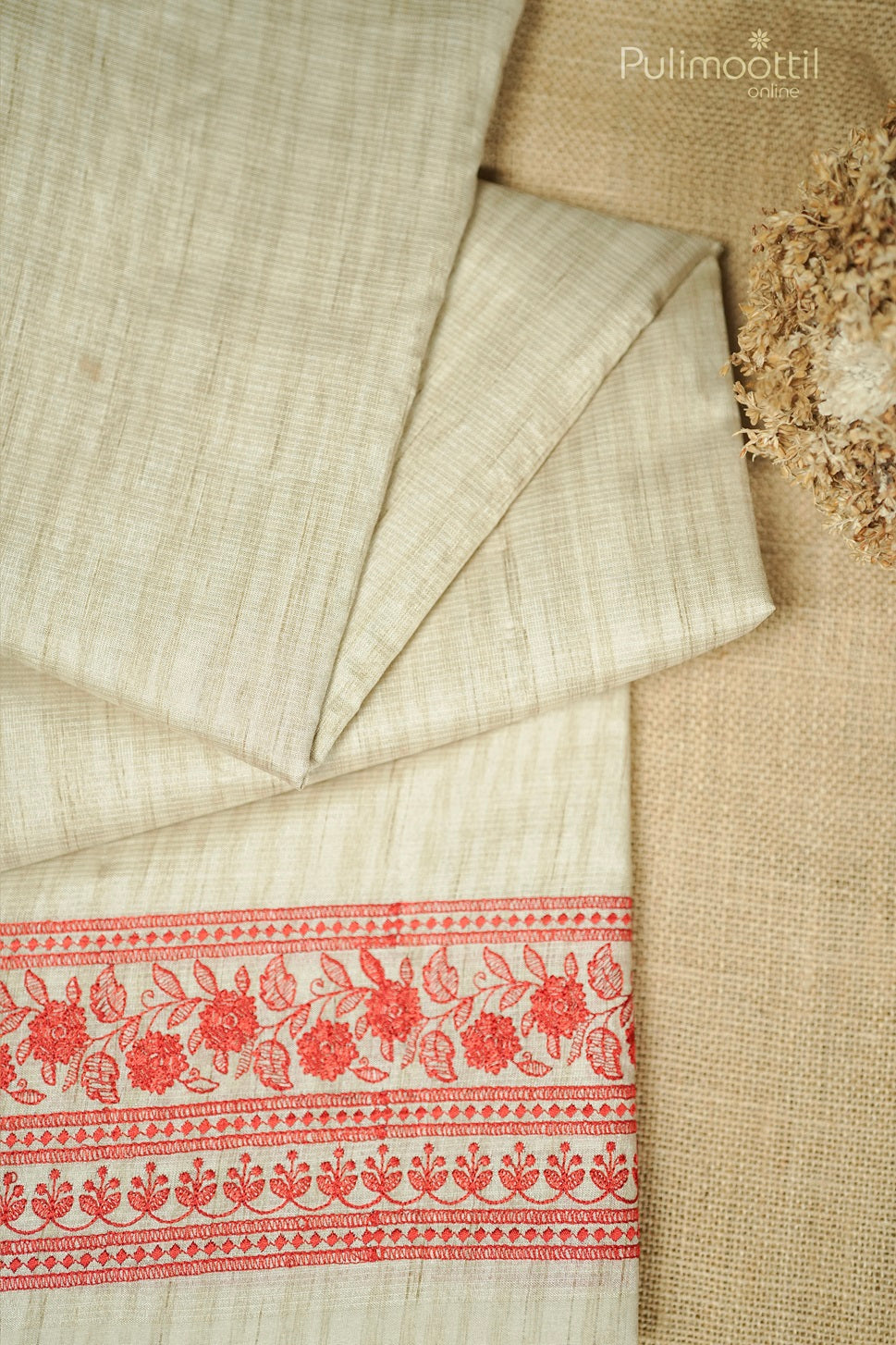 Ivory Colour Embroidery Fancy Saree