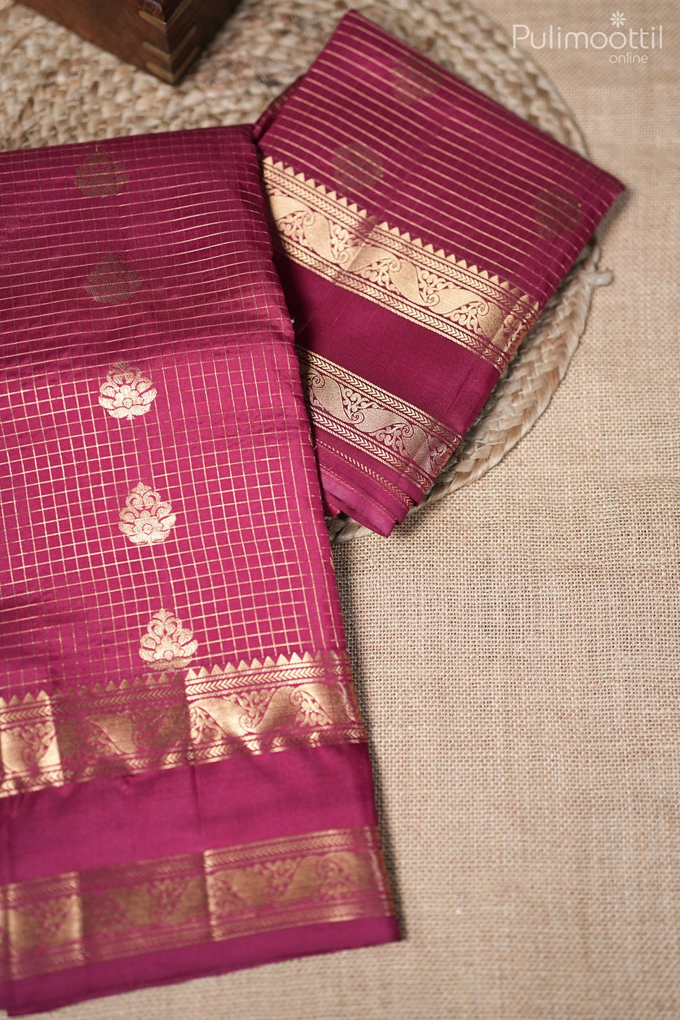 Dark Pink Colour Kanchipuram Designer Saree