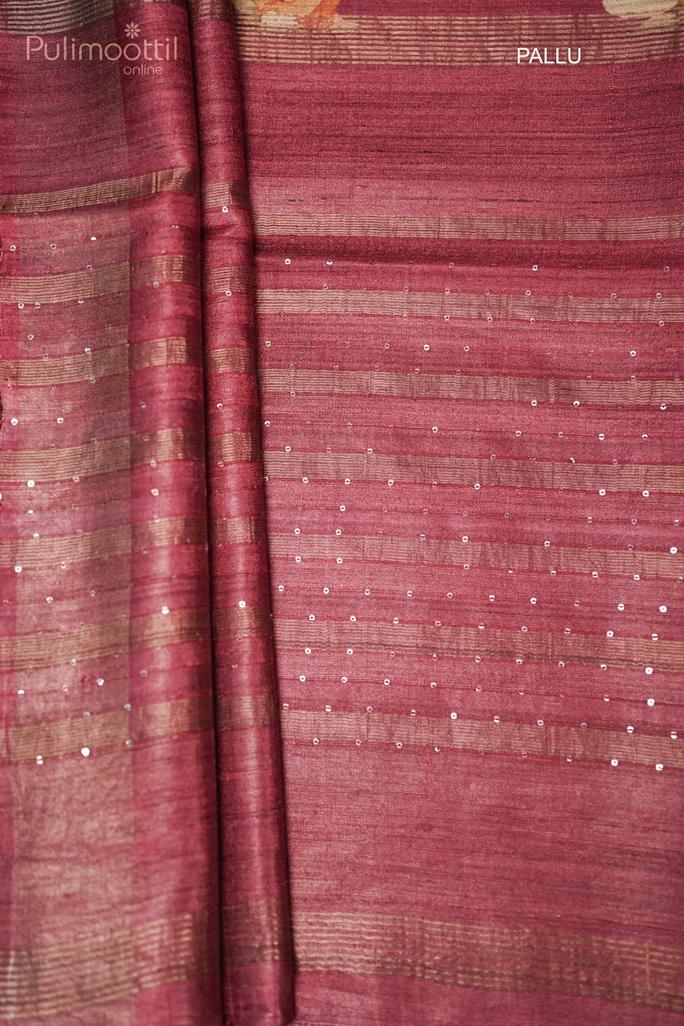 Maroon Colour Printed Tussar Silk Saree.